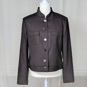 Talbots Brown Button Up Military Style Jacket